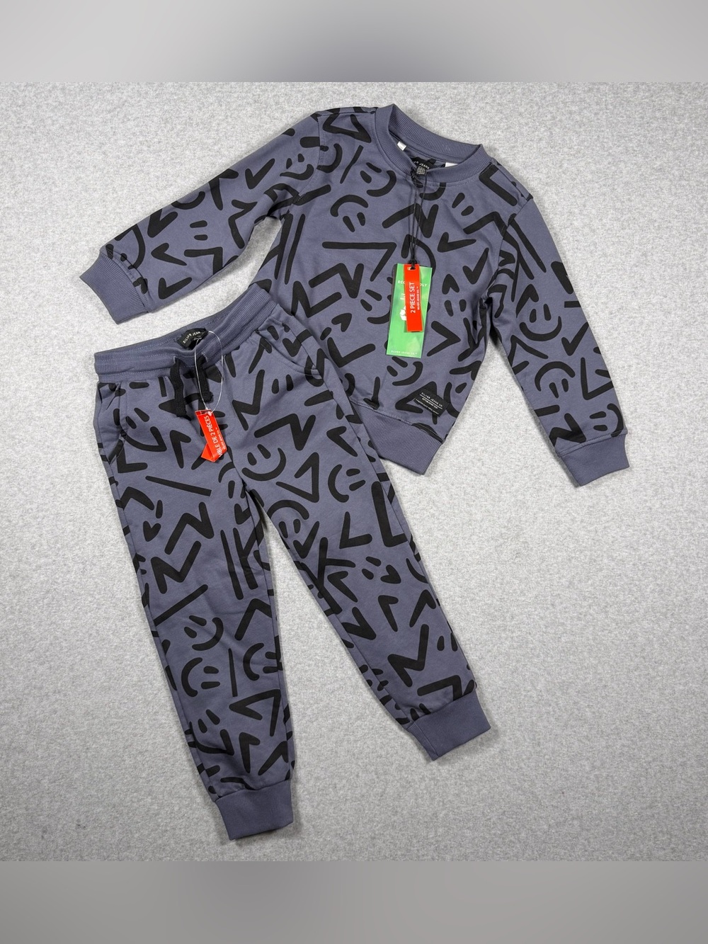 Silver Jeans Co. 2pc Outfit Set Abstract Graphic Print Sweatshirt Joggers Sz 4T